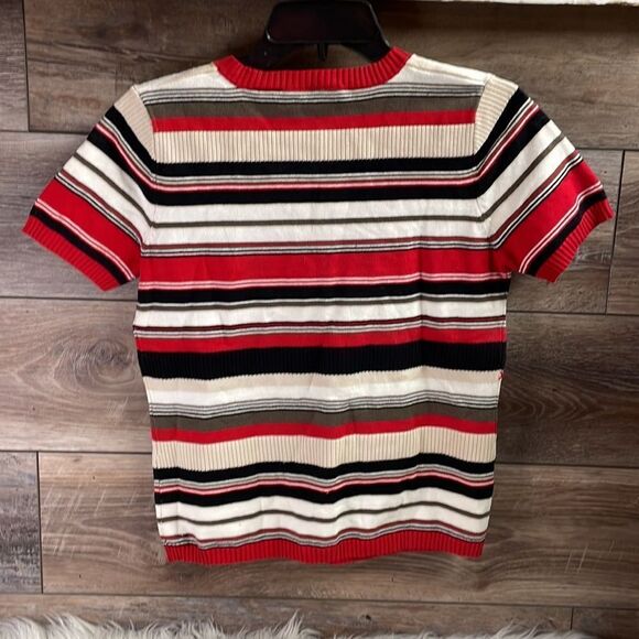Kim Rogers Pullover Striped Sweater Top,Size Small,Red,Off White&Black, Vintage - Picture 5 of 5
